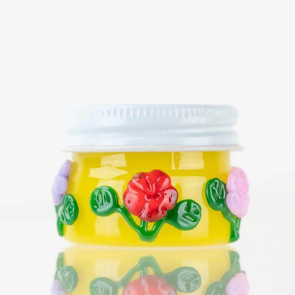 Empire Glassworks Terp Jar with colorful floral designs, perfect for storing concentrates and preserving terpenes.