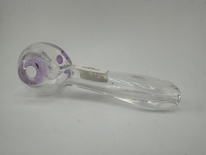 Crondo Glass Dry Pipe - Clear / UV Pink w/ Purple Accents
