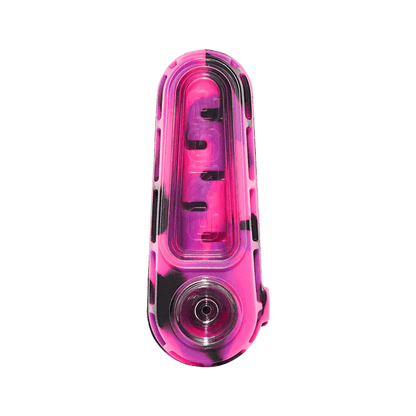 Eyce Molds Glacier silicone spoon pipe in pink camo pattern for dry-herb use, featuring a unique airflow design.