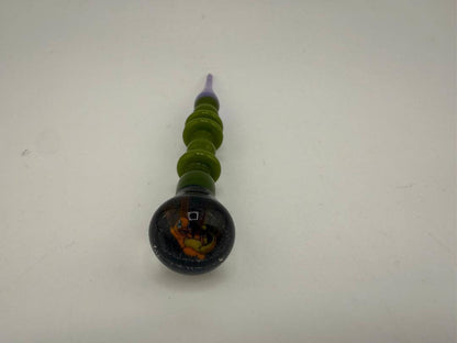 Paulson Pieces Glass Milli Dab Tool Collection: Charmander green and purple Heady glass Spokane wa