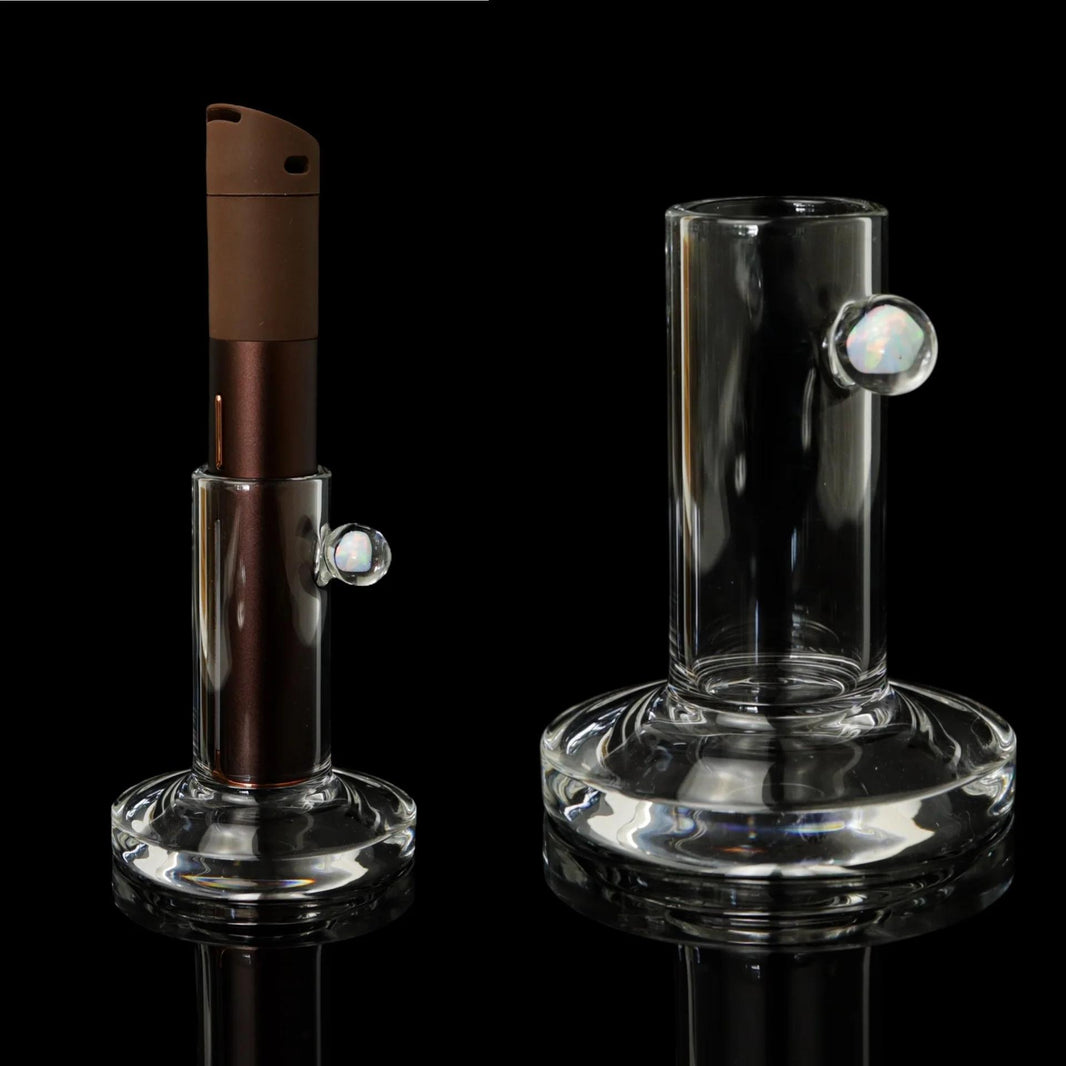 Tokr Glass Puffco Pivot Accessory - Pivot Stand showcasing a clear glass design with opal.