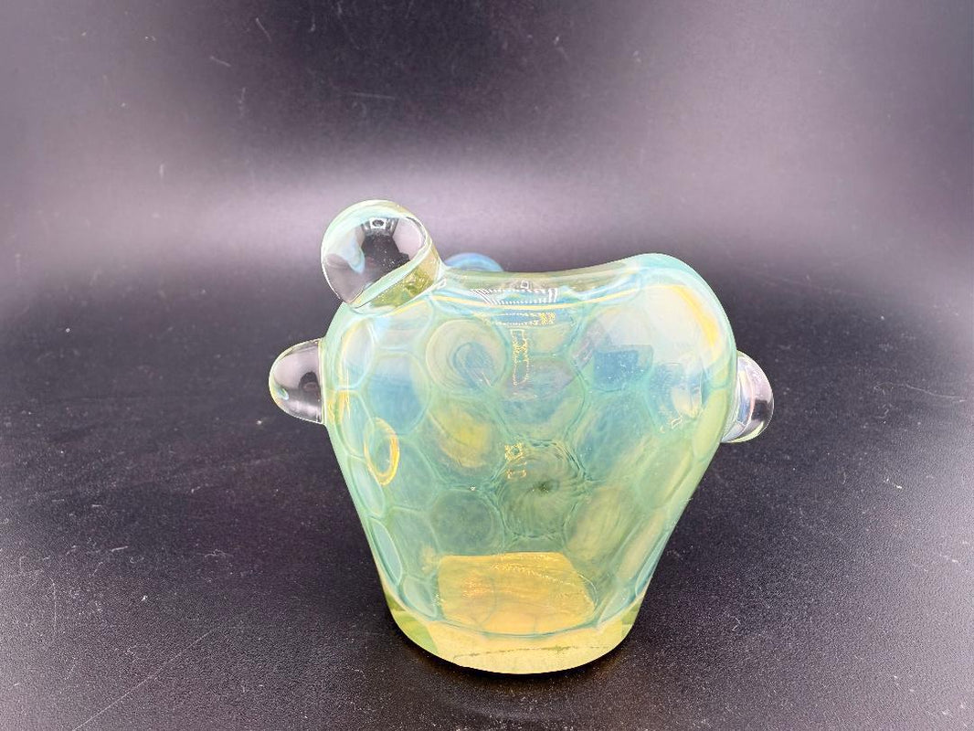 SBJ Honeycomb Tech Glass Pipe in vibrant green, showcasing unique honeycomb texture and expert craftsmanship.