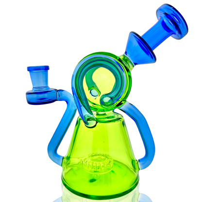 AFM Glass 8" Double Ram Glass Recycler Dab Rig TX619 14mm 90°