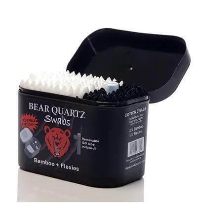 Bear Quartz Swab Kit featuring reusable bamboo and biodegradable Flexies swabs in a durable container.