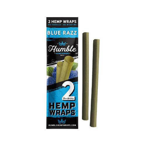 Humble Hemp Wraps 2pc in Blue Razz flavor, all-natural and tobacco-free for a clean smoking experience.