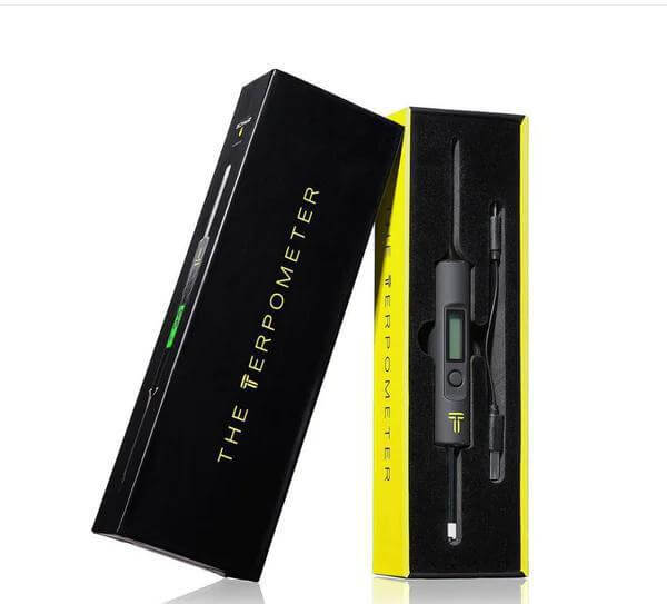 Terpometer IR Thermometer in stylish packaging, designed for precision temperature control in dabbing sessions.
