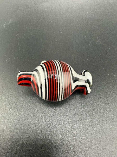 Filla John Glass  White, Black & Red Line Worked Bubble cap