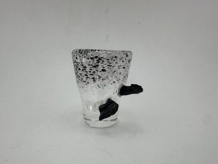Paulson Pieces Glass Shot Glass with Tektite Accent – Handcrafted Glass Art