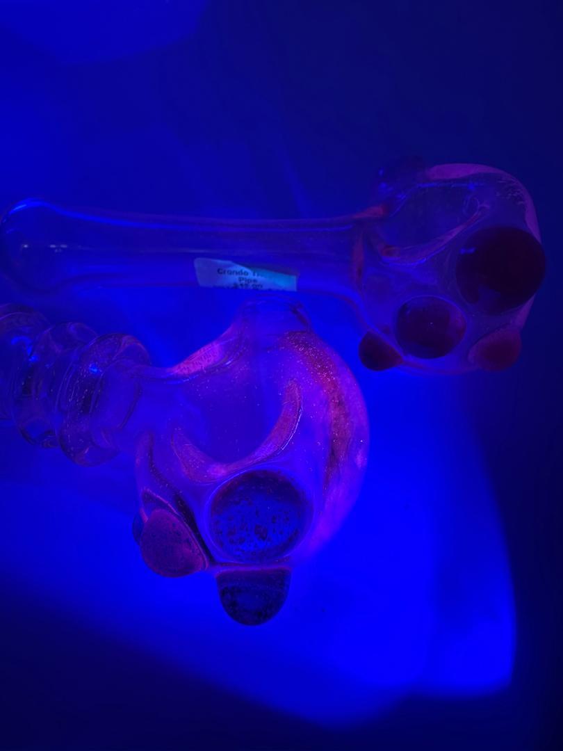 Crondo Glass Dry Pipe - Clear w/ Pink UV