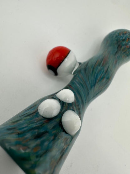 Paulson Pieces One Hitter / Chillum - Teal Frit w/ Pokeball
