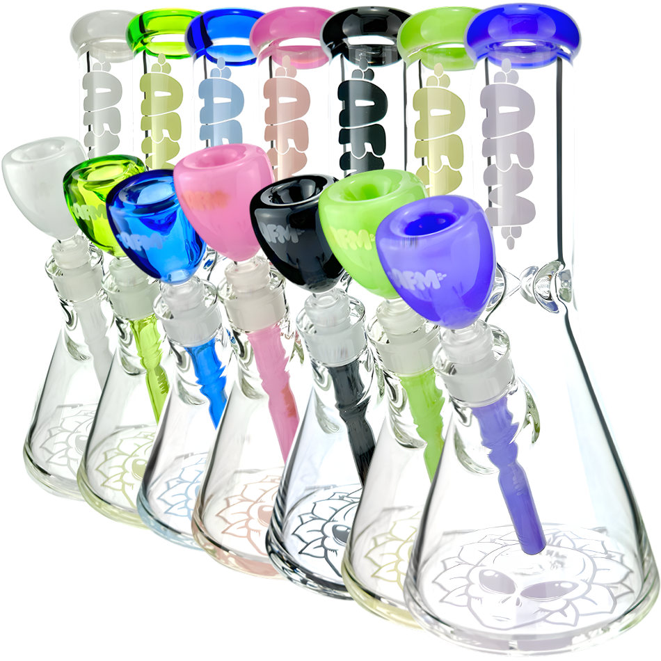 AFM Glass 12" Chubbi Beaker Clear Colored Lip Beaker