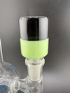 Black and color 14mm bowl piece featuring a stylish green and black design for enhanced smoking experience.