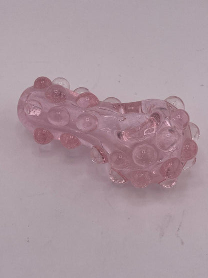 Danny W Glass Hand Pipe - Pink Knobby Tactile