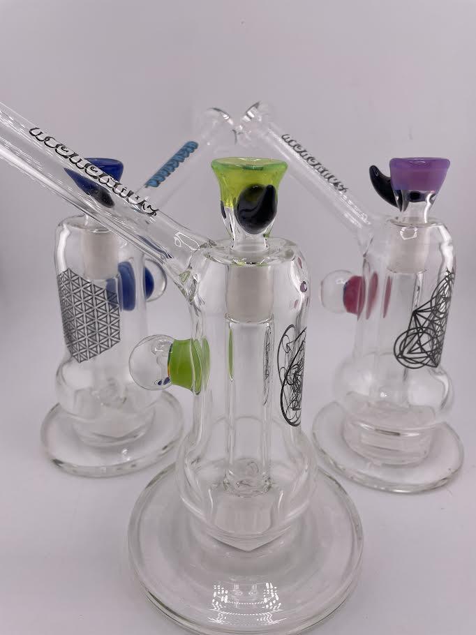 Highgrade Glass - Clear Sacred Geometry w/ Colored accent Recessed Joint Bub