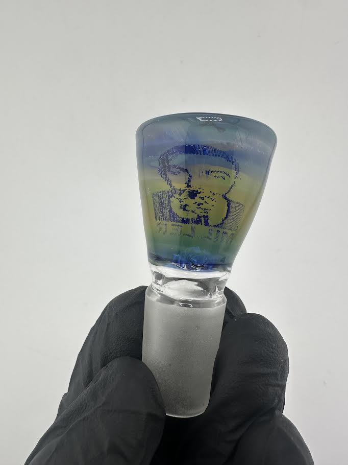 JP Killman Glass Flower 18mm Bowl / Slide - Laser Etched w/ Horn