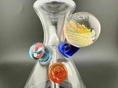 Brando Glass Uv Worked Bottom Beaker w/ Grateful Dead Millies 10mm 45°