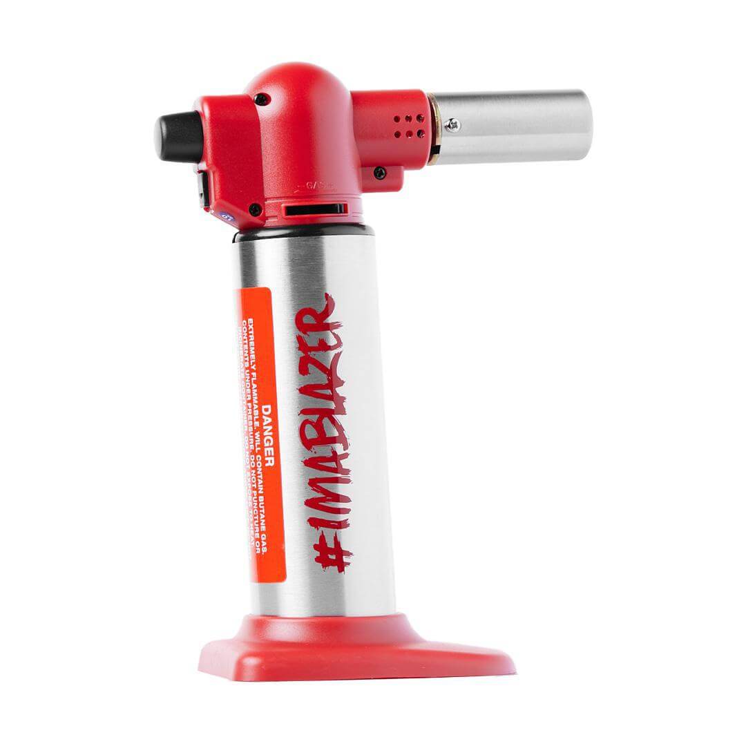 Blazer Big Buddy Butane Torch in red and silver, designed for precision use in home and professional applications.