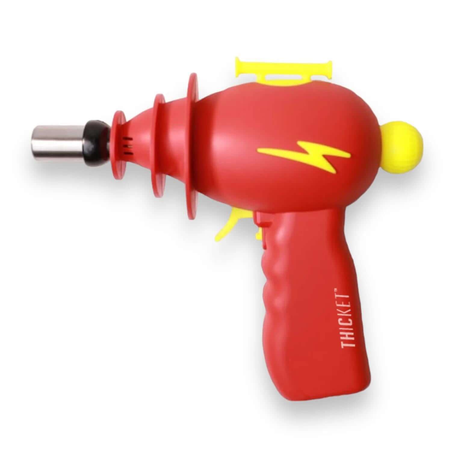 Thicket Spaceout Light Year Butane Torch with vibrant red design and yellow accents, perfect for collectors.