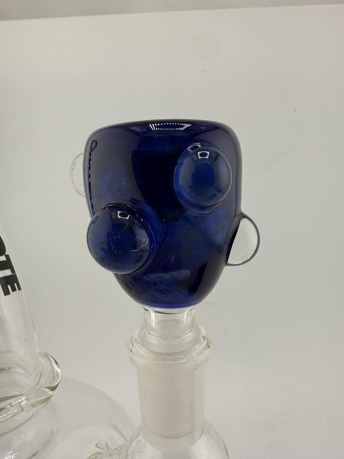 Crondo Glass Sparkle 14mm Bowl with blue accents, showcasing shimmering sparkle tech for enhanced aesthetics.