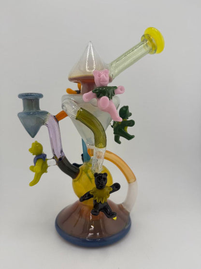 Mank Glass Grateful Dead Dancing Bears Multi Colored recycler 10mm 90°