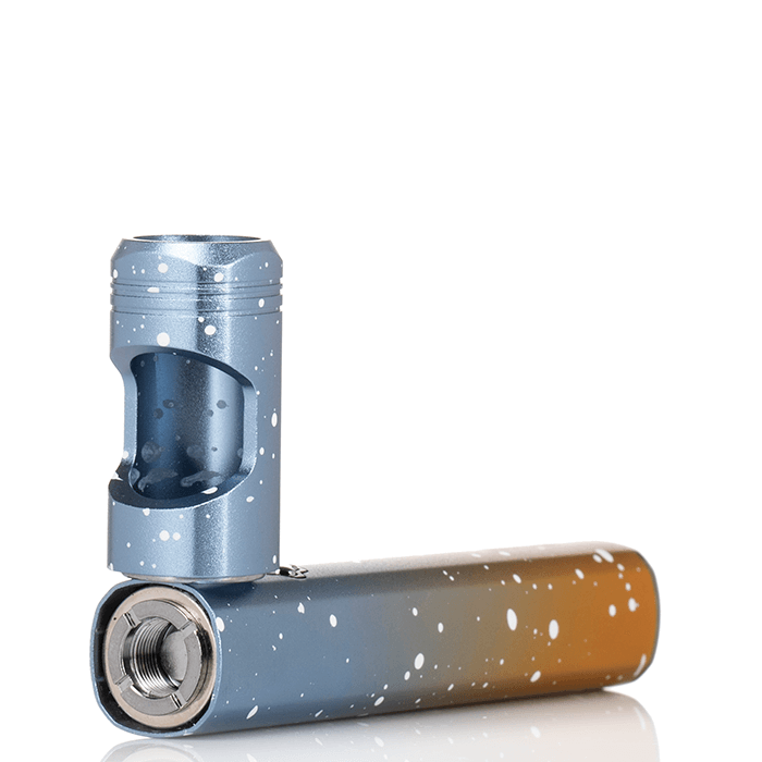 DazzLeaf HANDii VV 510 Thread Battery in blue and orange, featuring a slim design and magnetic top cap for protection.