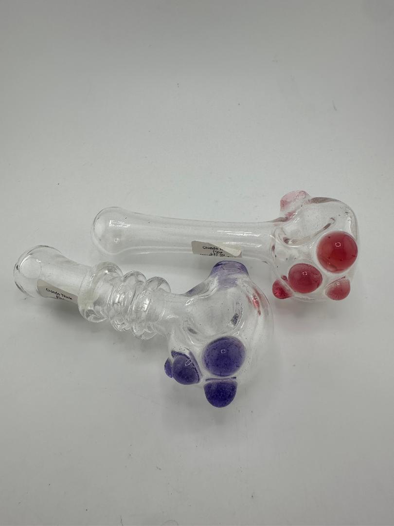 Crondo Glass Dry Pipe - Clear w/ Pink UV