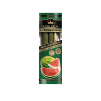 King Palm Watermelon Wave Real Leaf Rolls pack featuring two slim, tobacco-free cones with watermelon design.