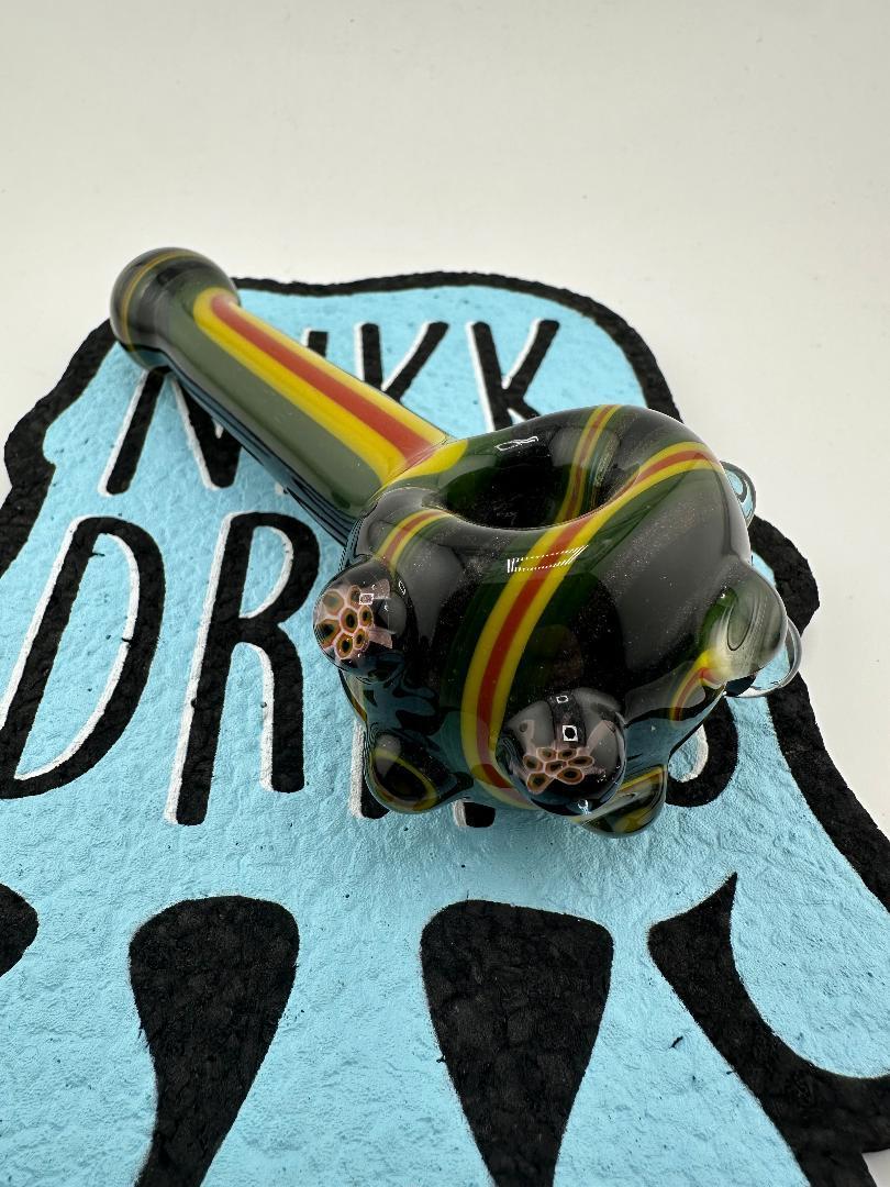 Filla John Glass Hand Pipe - Fully Worked with Tactile Dots