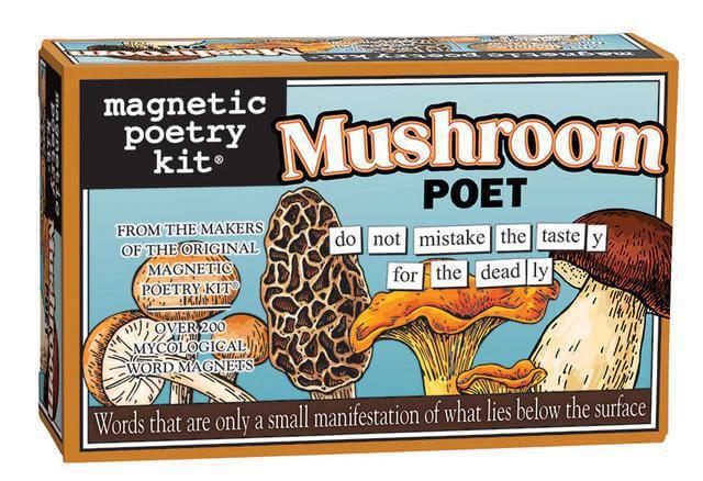 Magnetic Poetry Kit - Mushroom Poet edition, featuring imaginative magnetic words for creative expression.