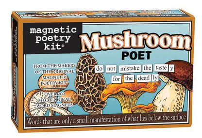 Magnetic Poetry Kit - Mushroom Poet edition, featuring imaginative magnetic words for creative expression.