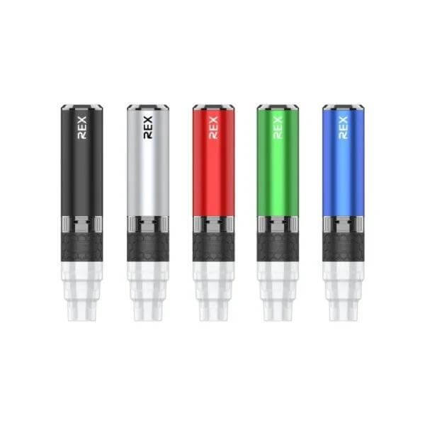 Yocan Rex Portable Enail Vaporizer Kit colors: black, silver, red, green, and blue.