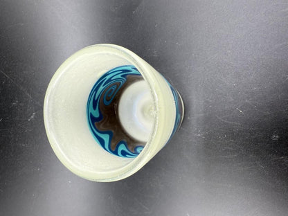 Unknown Artist Shot Glass - CFL Wig Wag Blue & Brown