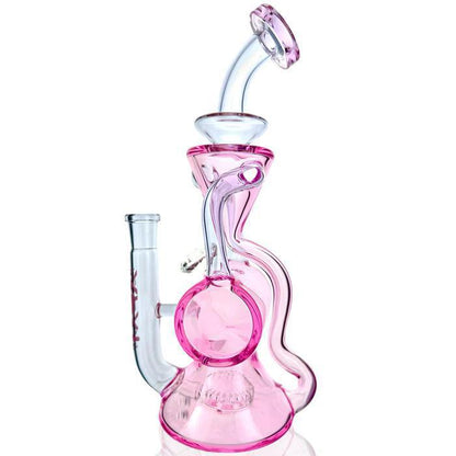 AFM Glass 10" Barrel Blaster Colored Glass Recycler Dab Rig TX108 14mm 90°