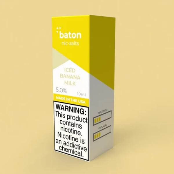 Baton Salts 10ml Iced Banana Milk E-Liquid with 5.0% nicotine, premium quality vaping product.