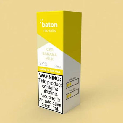 Baton Salts 10ml Iced Banana Milk E-Liquid with 5.0% nicotine, premium quality vaping product.