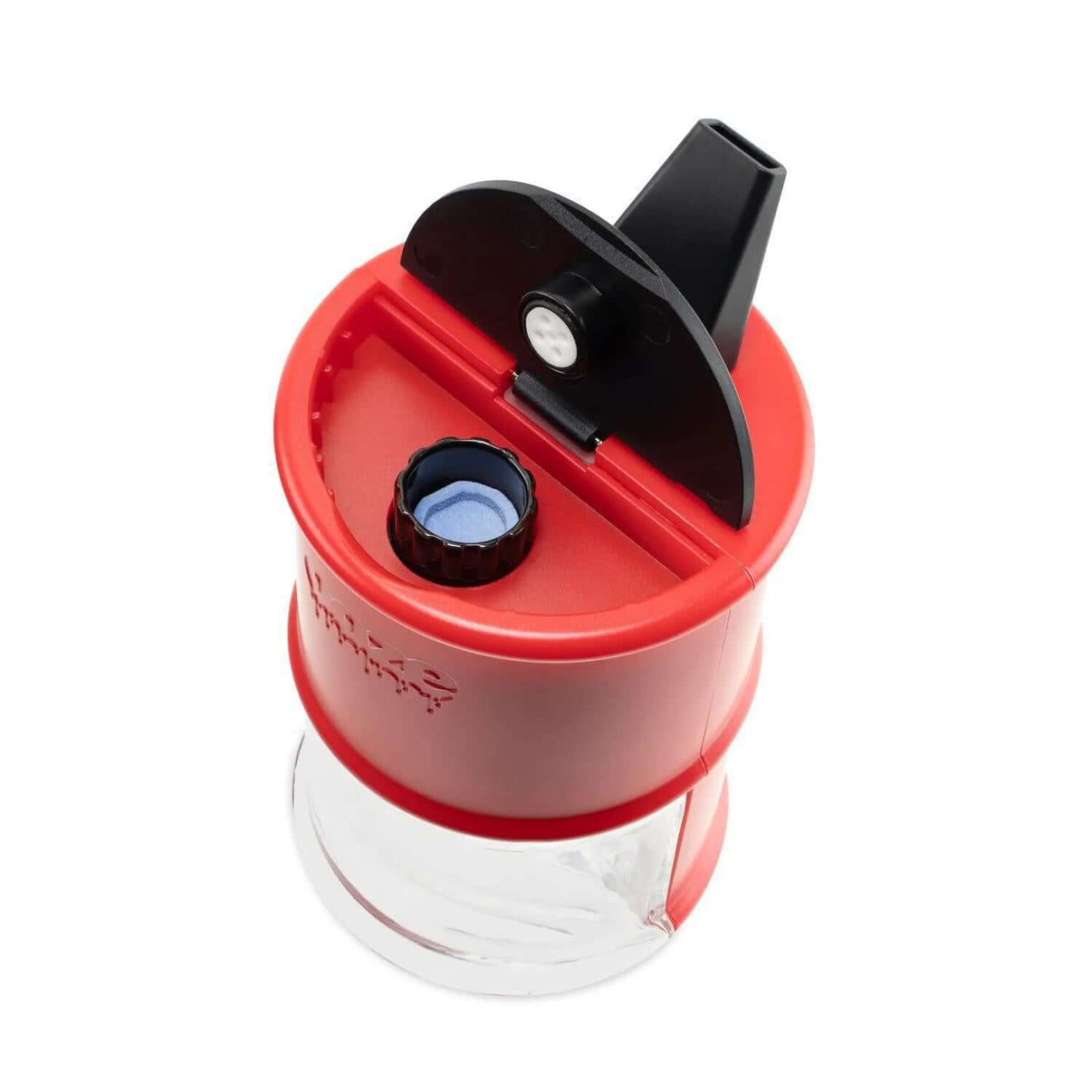 Ooze Electro Barrel Mini Electric Dab Rig with red body and glass base for enhanced dabbing experience.