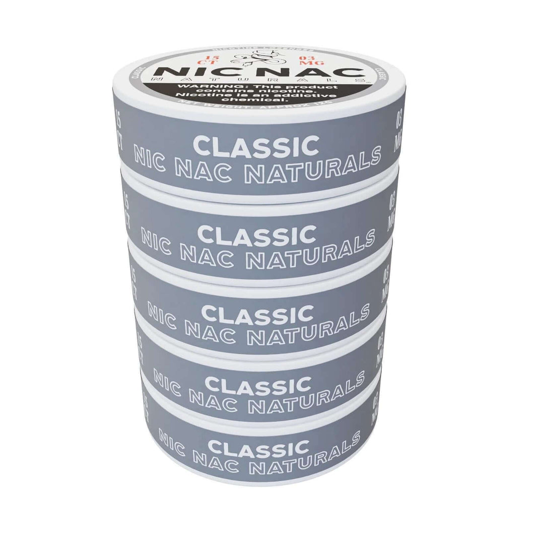Stack of Nic Nac Lozenges in Classic Naturals packaging, designed for soothing cravings.