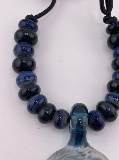 Phranq Glass Necklace - White & Blue Swirl