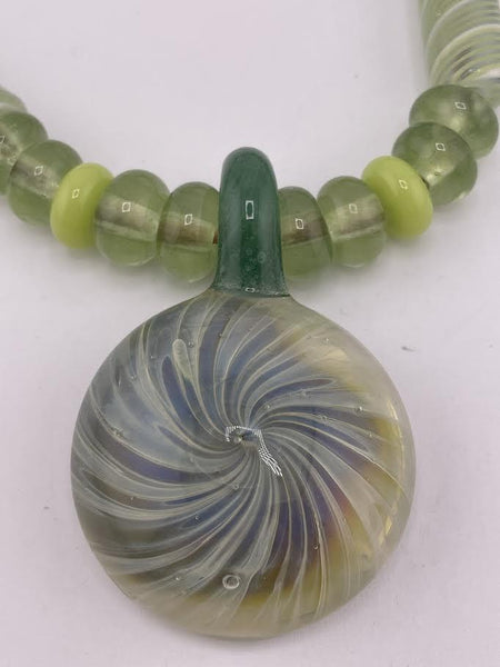 Phranq Glass Necklace -  Green Swirl
