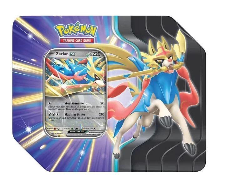 Pokémon TCG Slashing Legends Zacian ex Tin – 5 Booster Packs + Zacian ex Promo | Factory Sealed