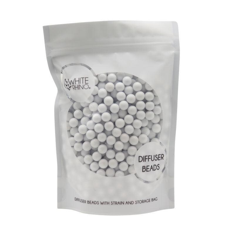 White Rhino Diffuser Beads in a packaging designed for strain and storage, ideal for enhancing smoking experiences.