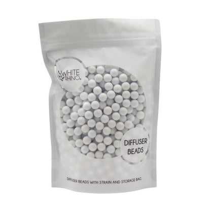 White Rhino Diffuser Beads in a packaging designed for strain and storage, ideal for enhancing smoking experiences.