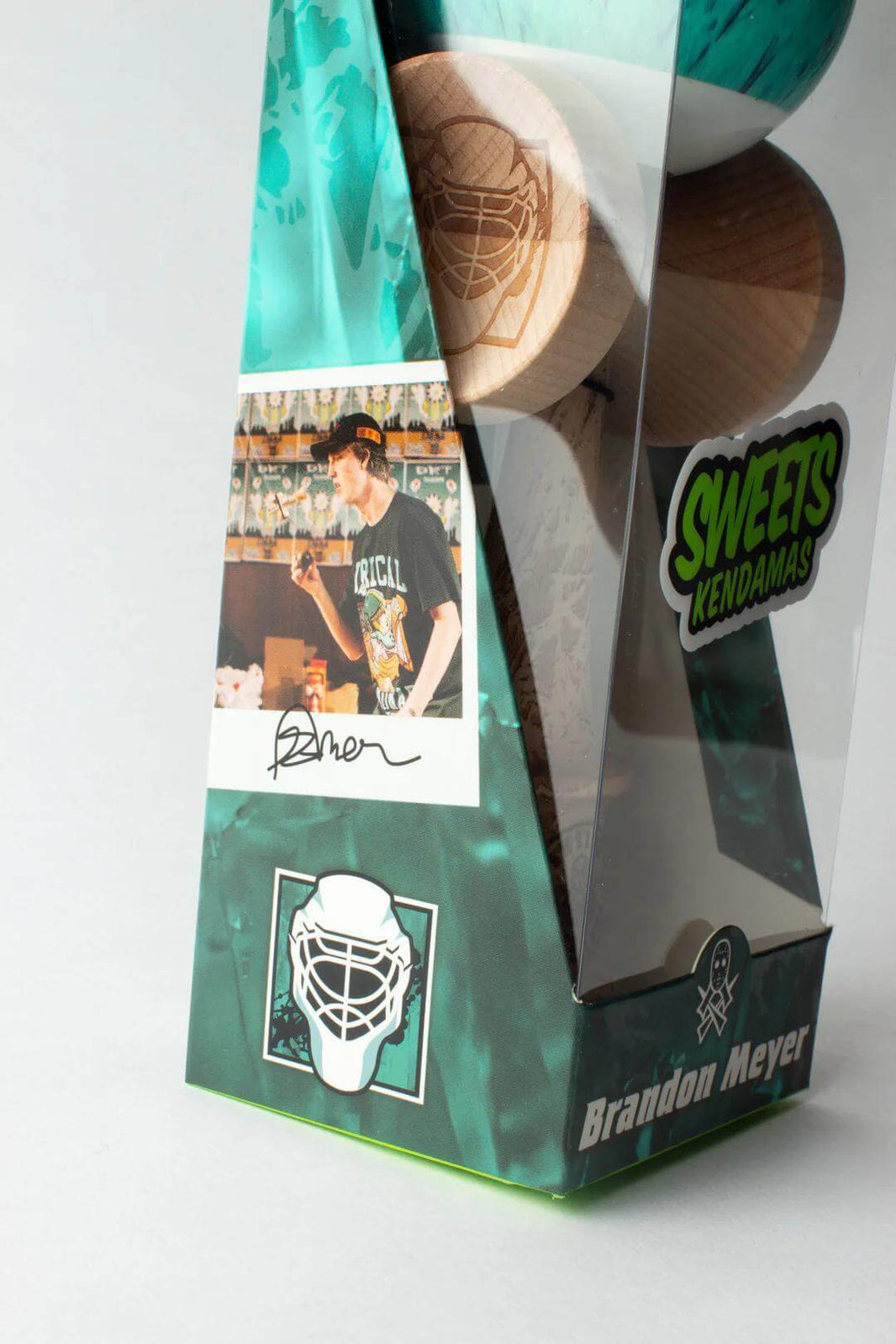 Sweets Kendama Brandon Meyer Pro Model packaging featuring a photo of Brandon, the kendama design, and signature.