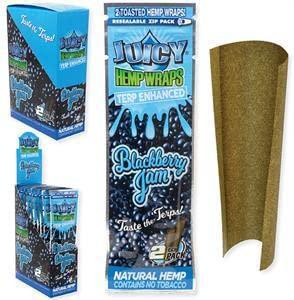 Juicy Jay's Toasted Hemp Wraps in Blackberry Jam flavor, terpenes infused, two wraps per pack.