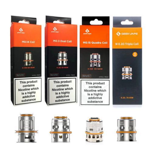 GeekVape M Series Coils display with individual packaging, showcasing cloud performance and flavor quality.