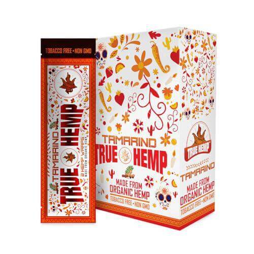 True Hemp Tamarindo Wraps package with vibrant design, showcasing tobacco-free and organic hemp wraps.