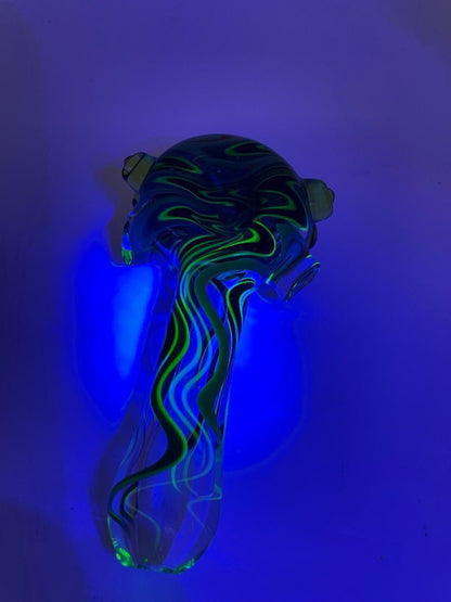 Brando Glass Hand Pipe - UV Accented Green Line Work