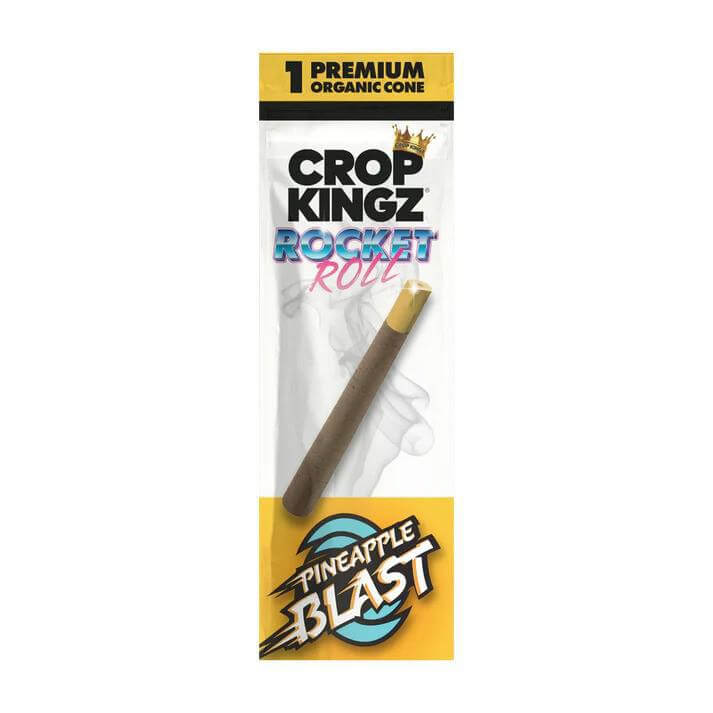 Crop Kingz Rocket Roll Wrap with Pineapple Blast flavor in premium organic cone packaging.