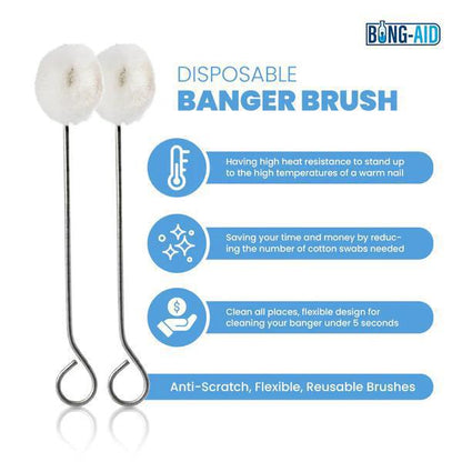 Bong Aid Disposable Banger Brush - 2 pack for easy, hygienic cleaning of dab bangers in under 5 seconds.