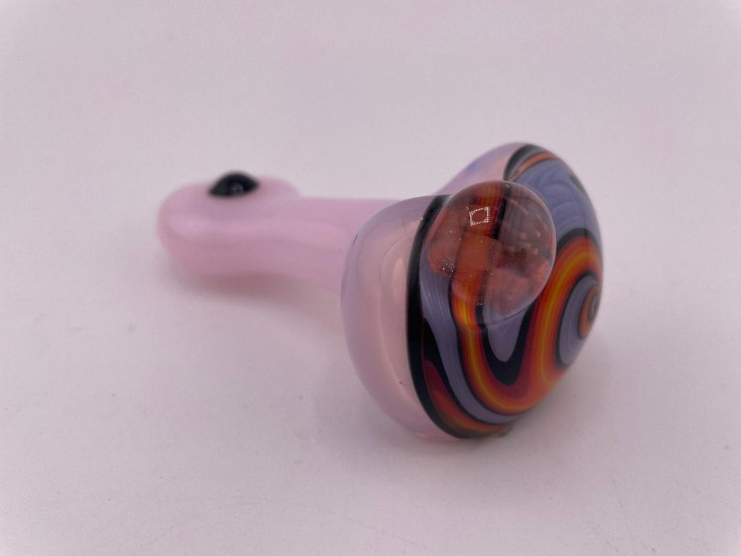 HighGrade Glass Hand Pipe - Pink w/ Reversal Wig Wag Cap